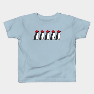 Trucker Hats Red Five Penguins Graphic Kids T-Shirt